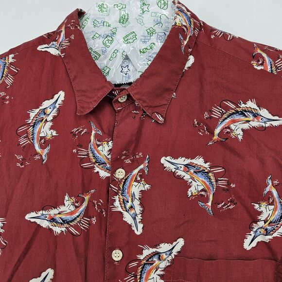 Vintage Reyn Spooner Shirt Mens XL‎ Hawaiian Short Sleeve Marlines AOP Trashed - Picture 2 of 14